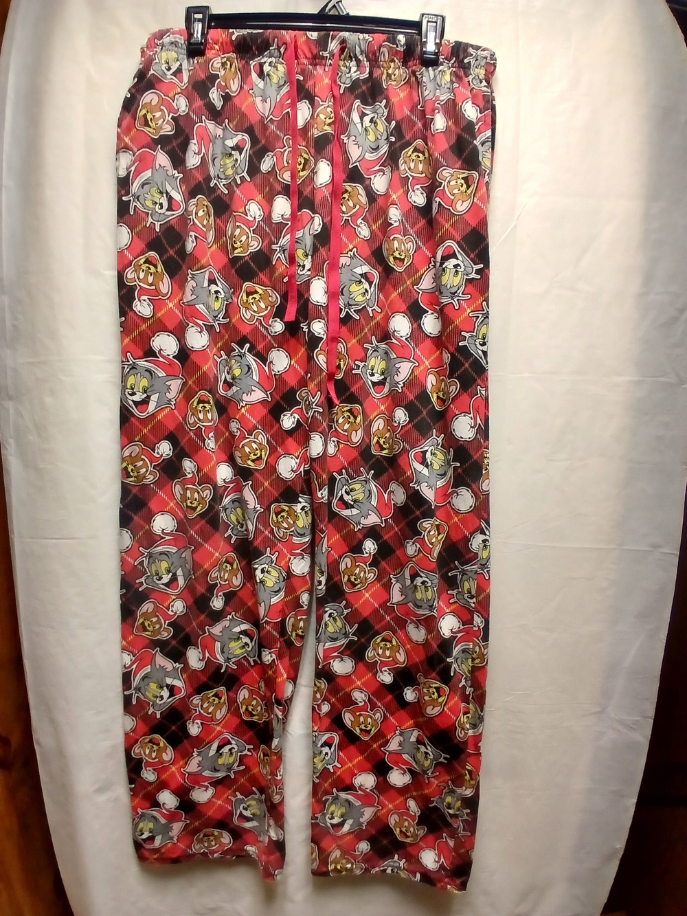 Tom & Jerry Men's Red Plaid Tom & Jerry Print Lounge Pants